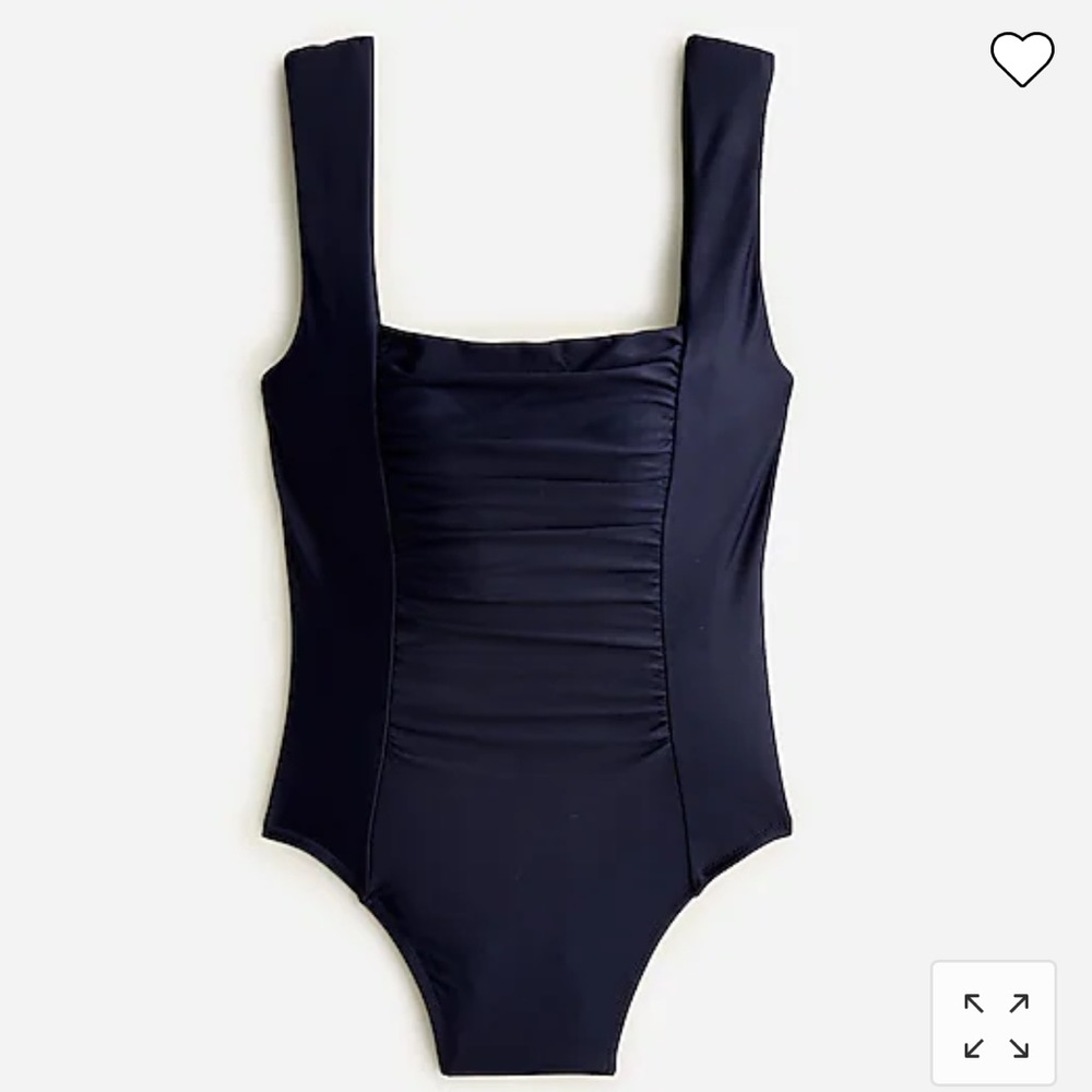 JCREW Black Ruched square neck one piece
